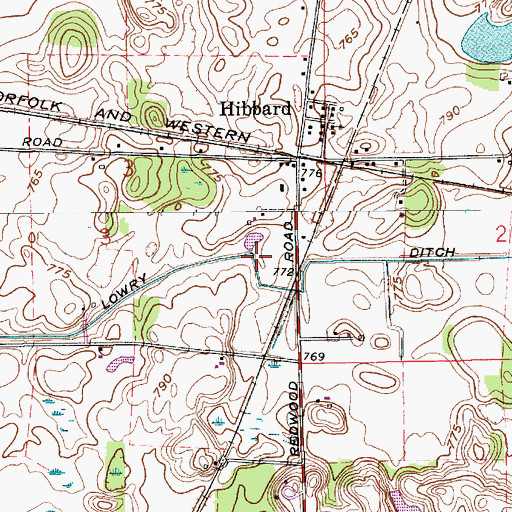 Topographic Map of Lowry Ditch, IN