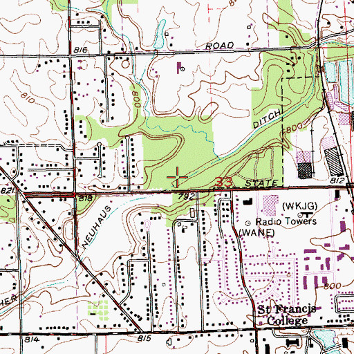 Topographic Map of Lowther Neuhaus Ditch, IN