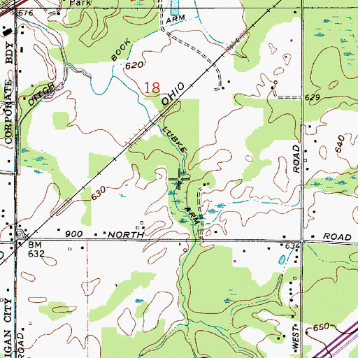 Topographic Map of Lubke Arm, IN