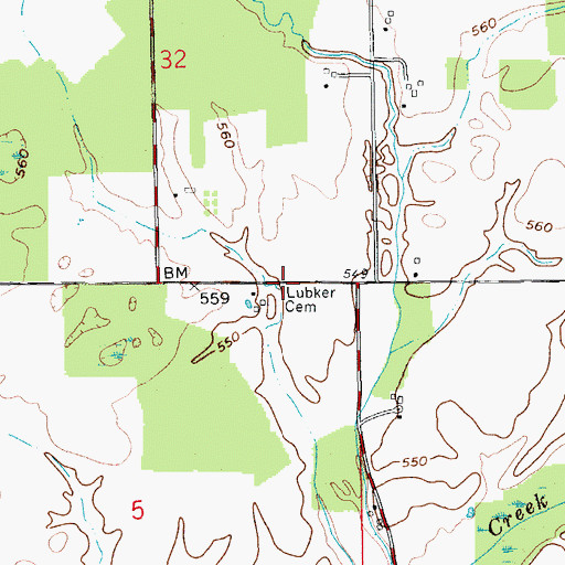 Topographic Map of Lubker Cemetery, IN