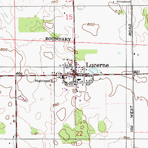 Topographic Map of Lucerne, IN