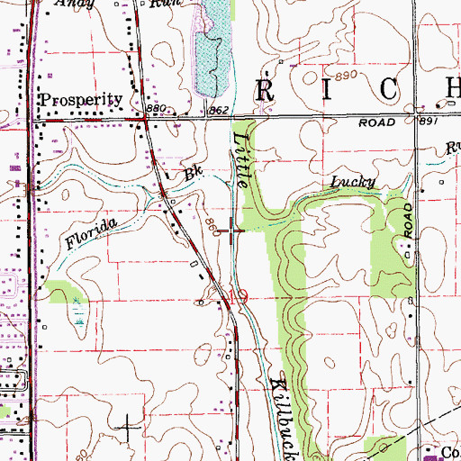 Topographic Map of Lucky Run, IN