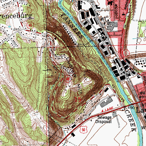 Topographic Map of Ludlow Hill, IN
