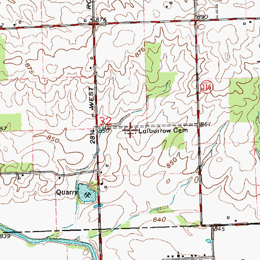 Topographic Map of Lufborrow Cemetery, IN