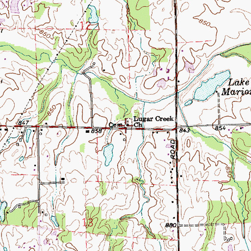 Topographic Map of Lugar Creek Church, IN