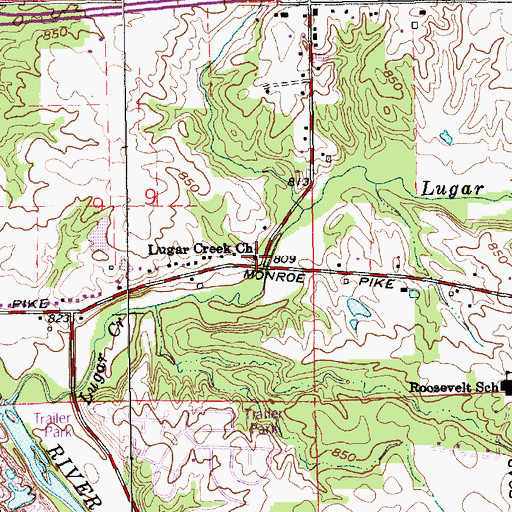 Topographic Map of Lugar Creek Church, IN