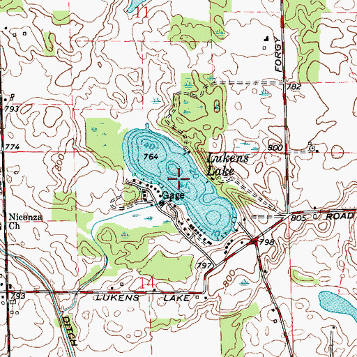 Topographic Map of Lukens Lake, IN
