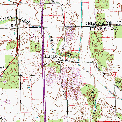 Topographic Map of Luray, IN