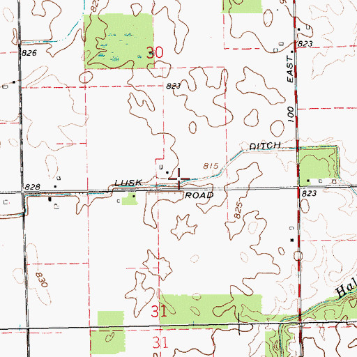 Topographic Map of Lusk Ditch, IN