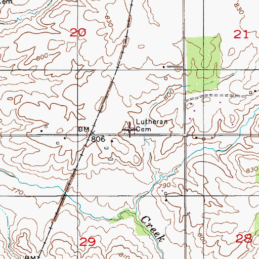 Topographic Map of Lutheran Cemetery, IN