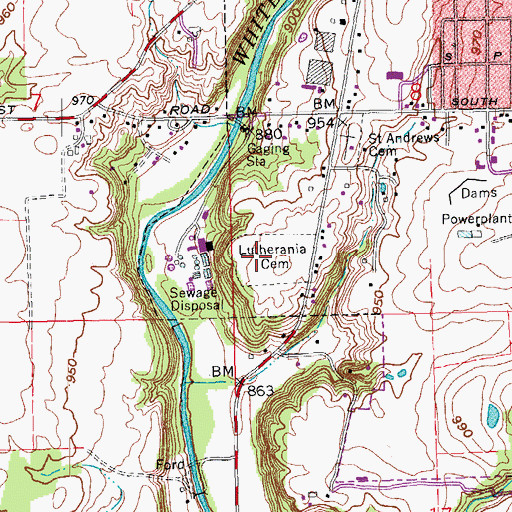 Topographic Map of Lutherania Cemetery, IN
