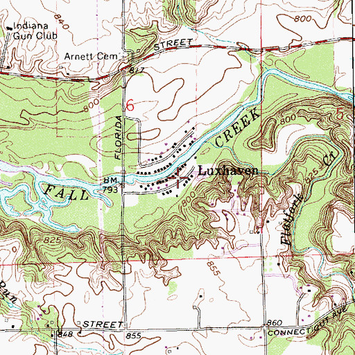 Topographic Map of Luxhaven, IN