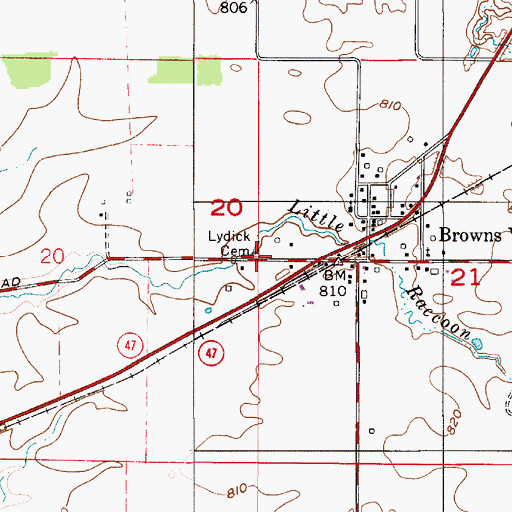 Topographic Map of Lydick Cemetery, IN