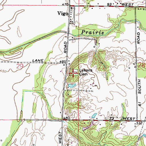 Topographic Map of Lykens Cemetery, IN