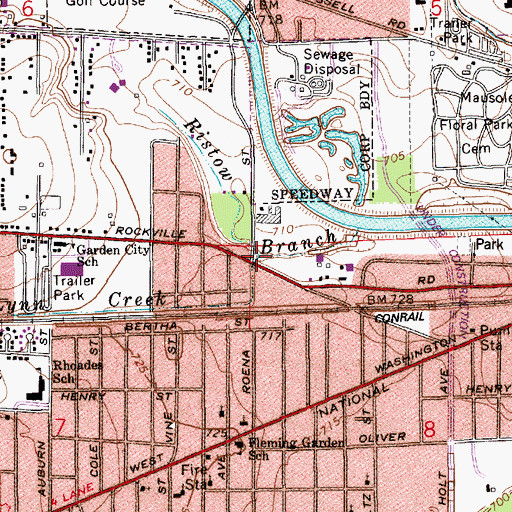 Topographic Map of Lynn Creek, IN