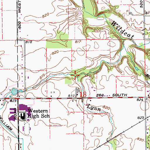 Topographic Map of Lynn Run, IN