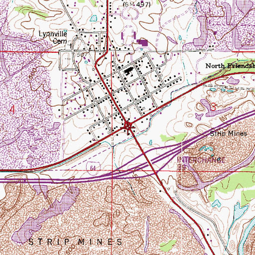 Topographic Map of Lynnville, IN
