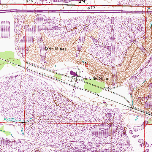Topographic Map of Lynnville Mine, IN