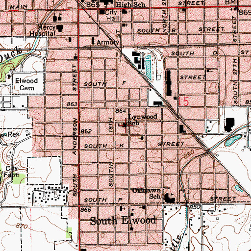 Topographic Map of Lynwood School, IN
