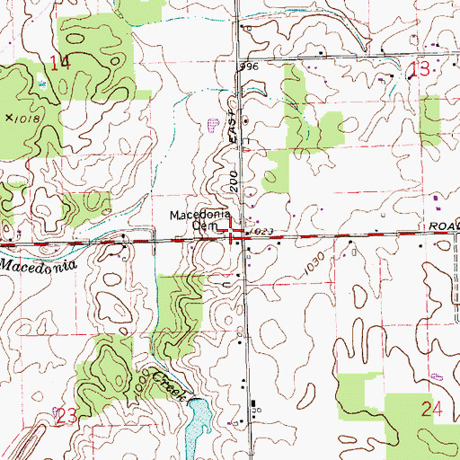 Topographic Map of Macedonia Cemetery, IN