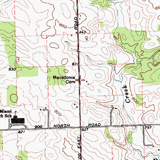 Topographic Map of Macedonia Cemetery, IN