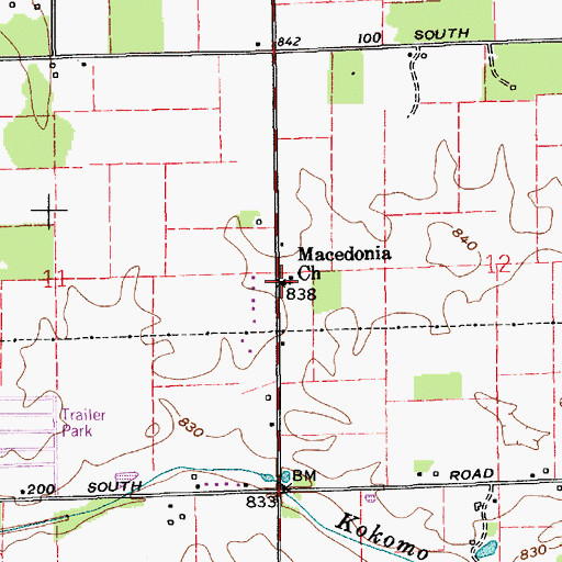 Topographic Map of Macedonia Church, IN