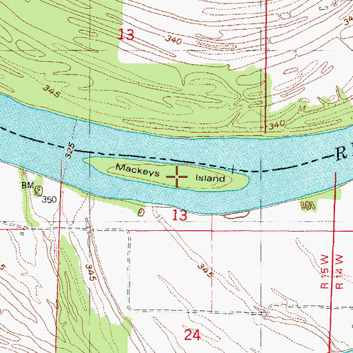 Topographic Map of Mackeys Island, IN