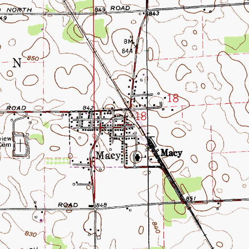 Topographic Map of Macy, IN