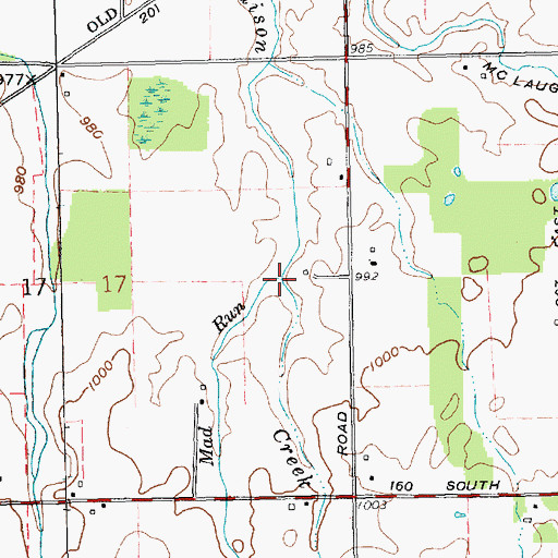 Topographic Map of Mad Run, IN