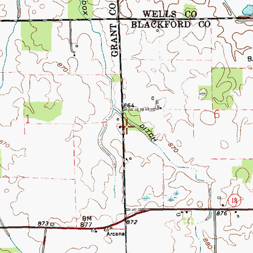 Topographic Map of Maddox Ditch, IN
