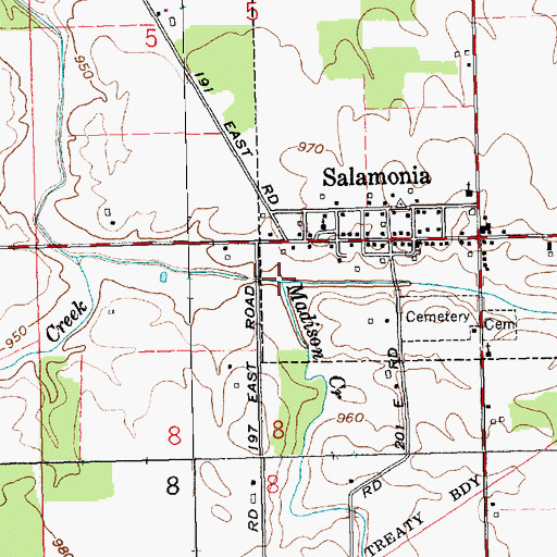 Topographic Map of Madison Creek, IN