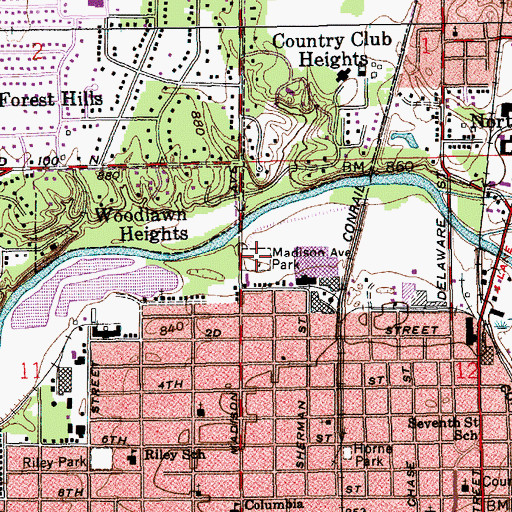 Topographic Map of Madison Park, IN