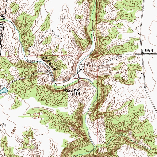 Topographic Map of Mahler Creek, IN