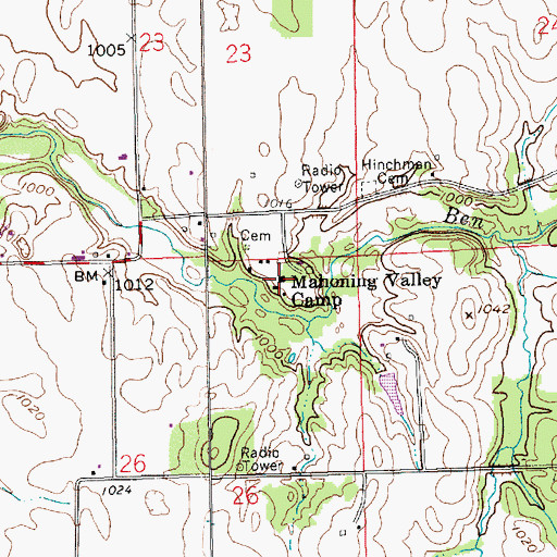 Topographic Map of Mahoning Valley Camp, IN