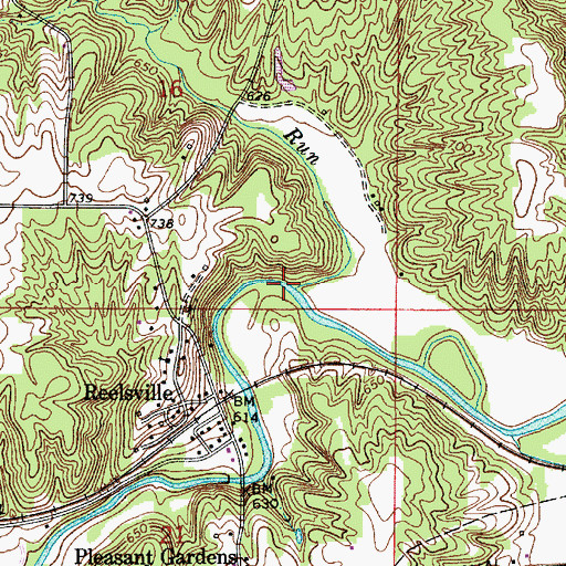 Topographic Map of Maiden Run, IN