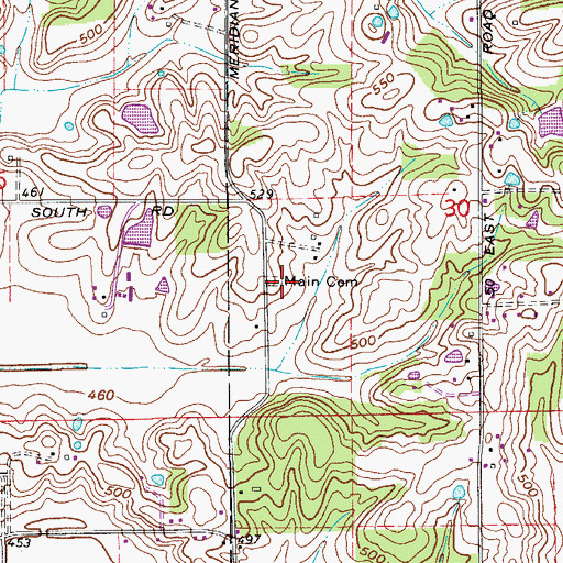 Topographic Map of Main Cemetery, IN