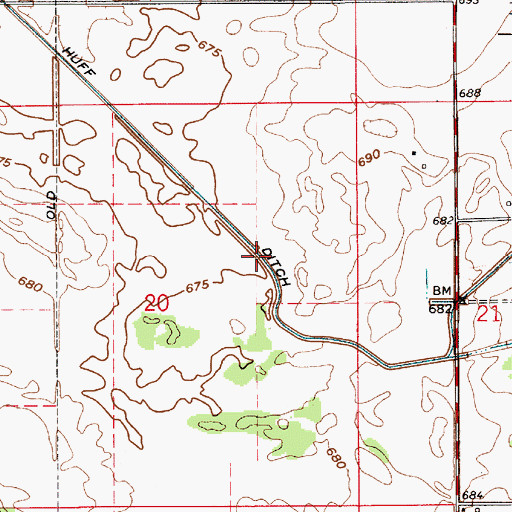 Topographic Map of Makeever Huff Ditch, IN
