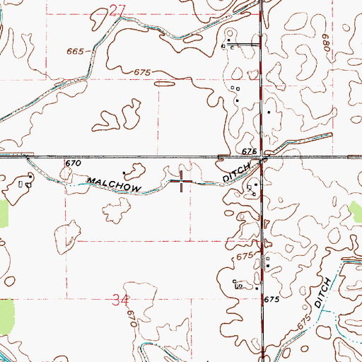 Topographic Map of Malchow Ditch, IN