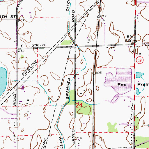 Topographic Map of Mallery Granger Ditch, IN