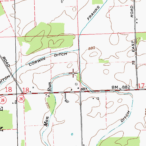 Topographic Map of Man Run, IN