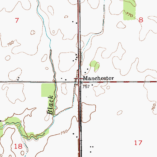 Topographic Map of Manchester, IN