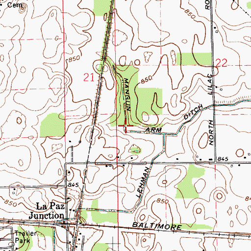 Topographic Map of Mangun Arm, IN