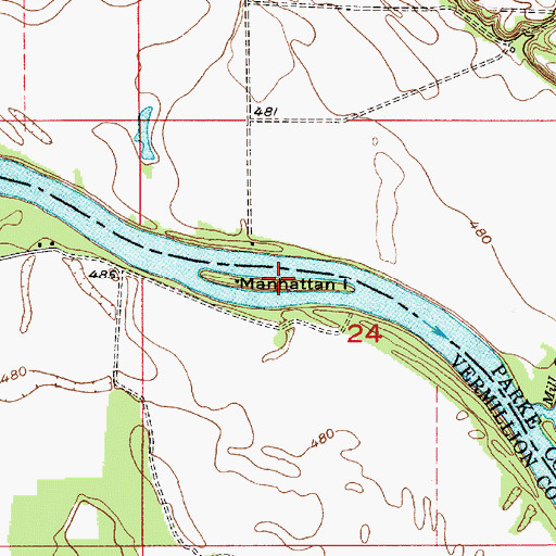 Topographic Map of Manhattan Island, IN