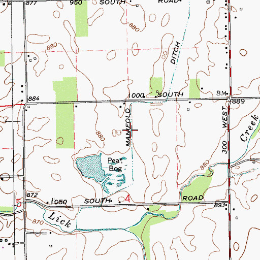 Topographic Map of Manifold Ditch, IN