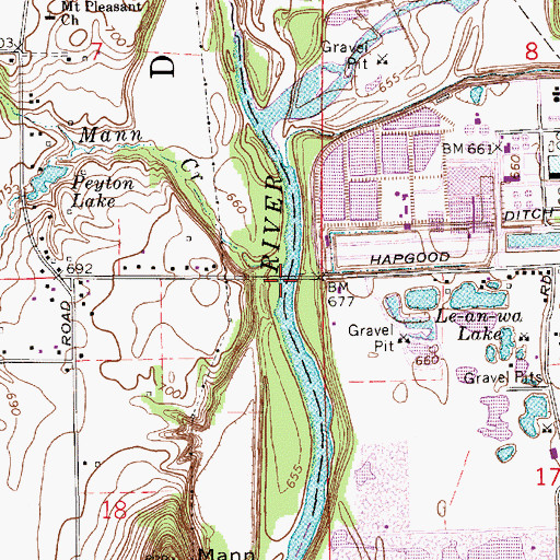 Topographic Map of Mann Creek, IN