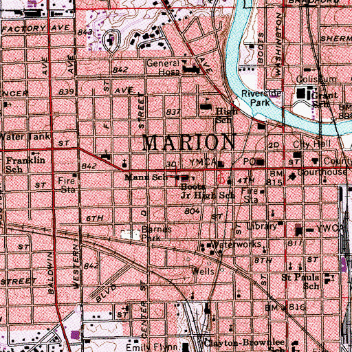 Topographic Map of Mann School, IN