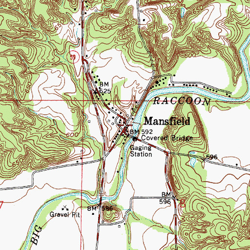 Topographic Map of Mansfield, IN