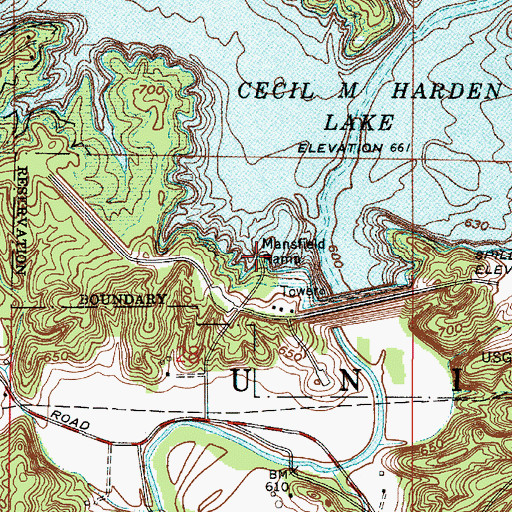 Topographic Map of Mansfield Ramp, IN