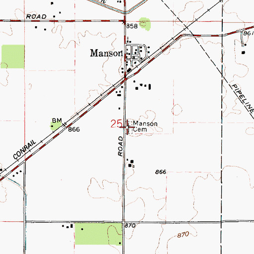 Topographic Map of Manson Cemetery, IN