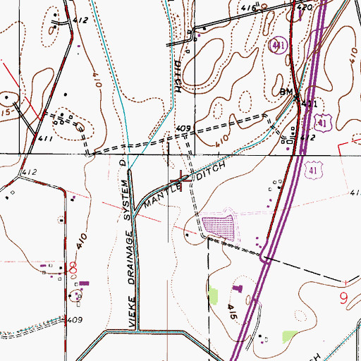 Topographic Map of Mantle Ditch, IN
